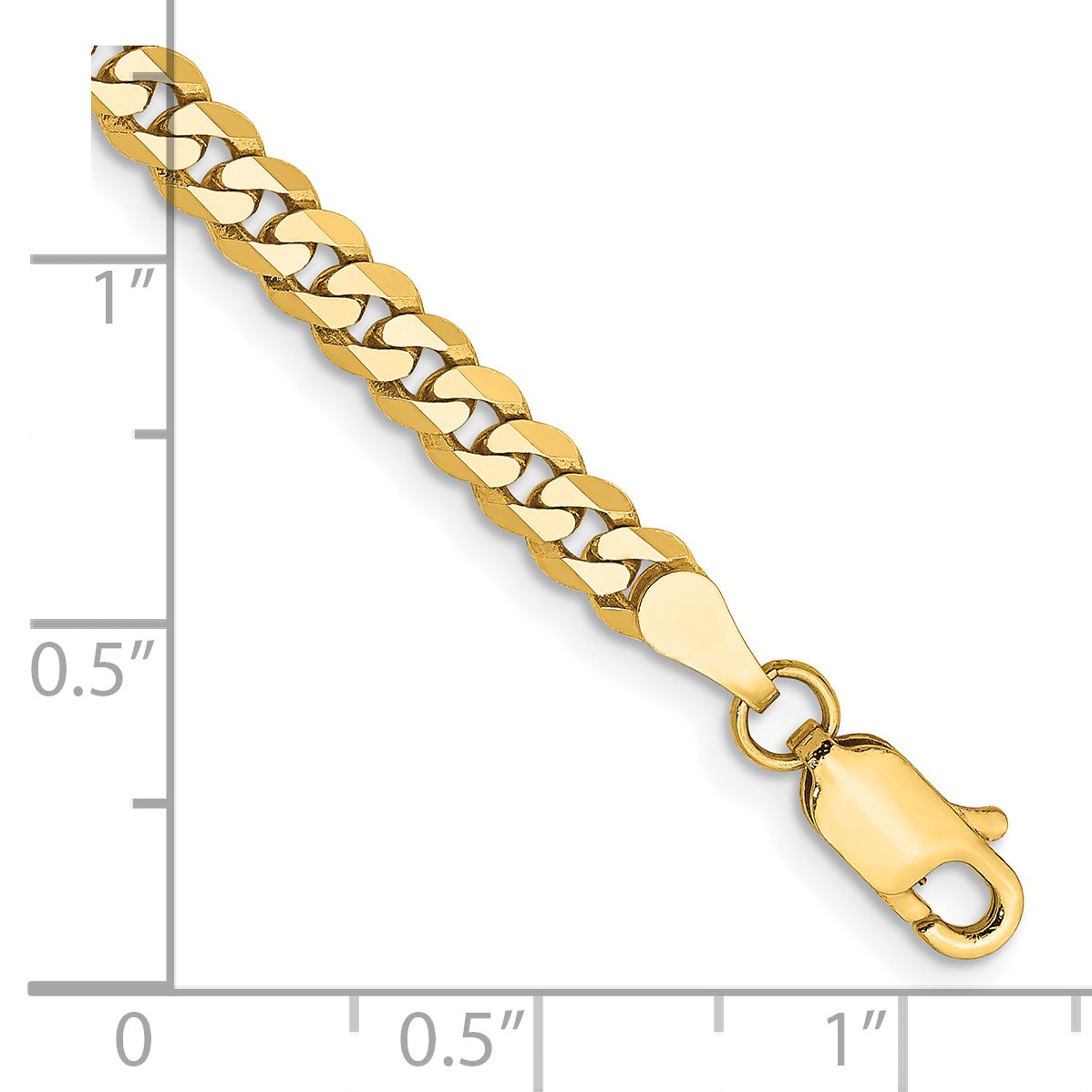 14K 26 inch 3.9mm Flat Beveled Curb with Lobster Clasp Chain FBU100