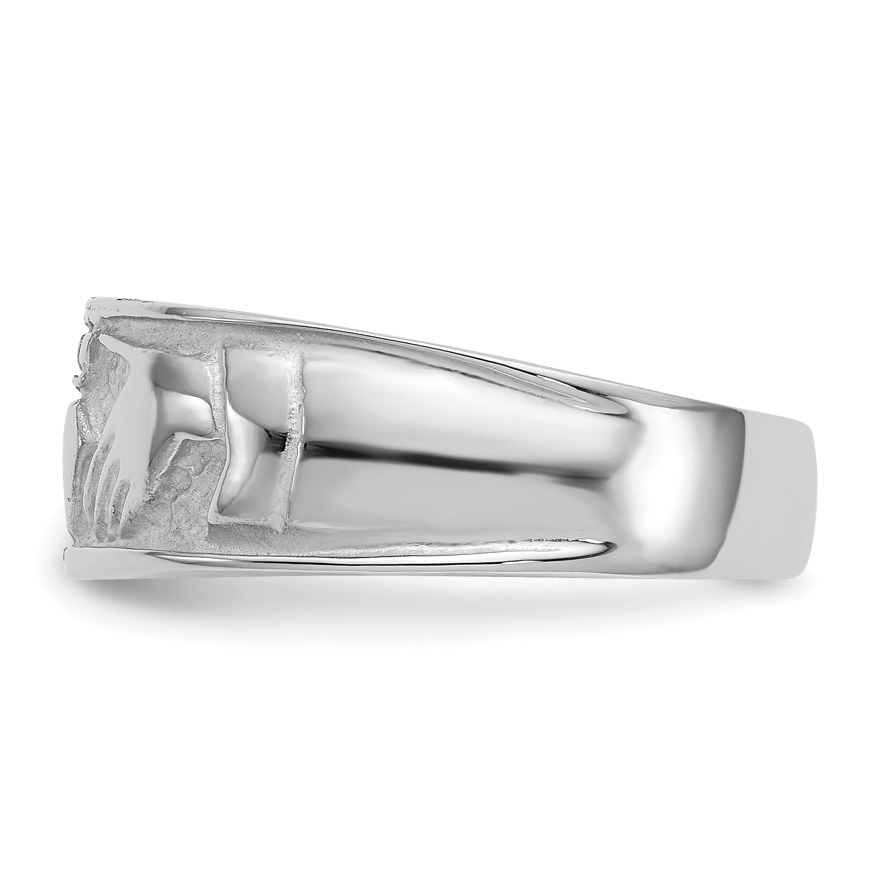 14k White Gold Ladies Polished Claddagh Band D3114