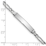 14k White Gold Polished Solid Chain/Solid Plate Figaro Link 25x5mm Plate 7 inch ID Bracelet FG100IDW