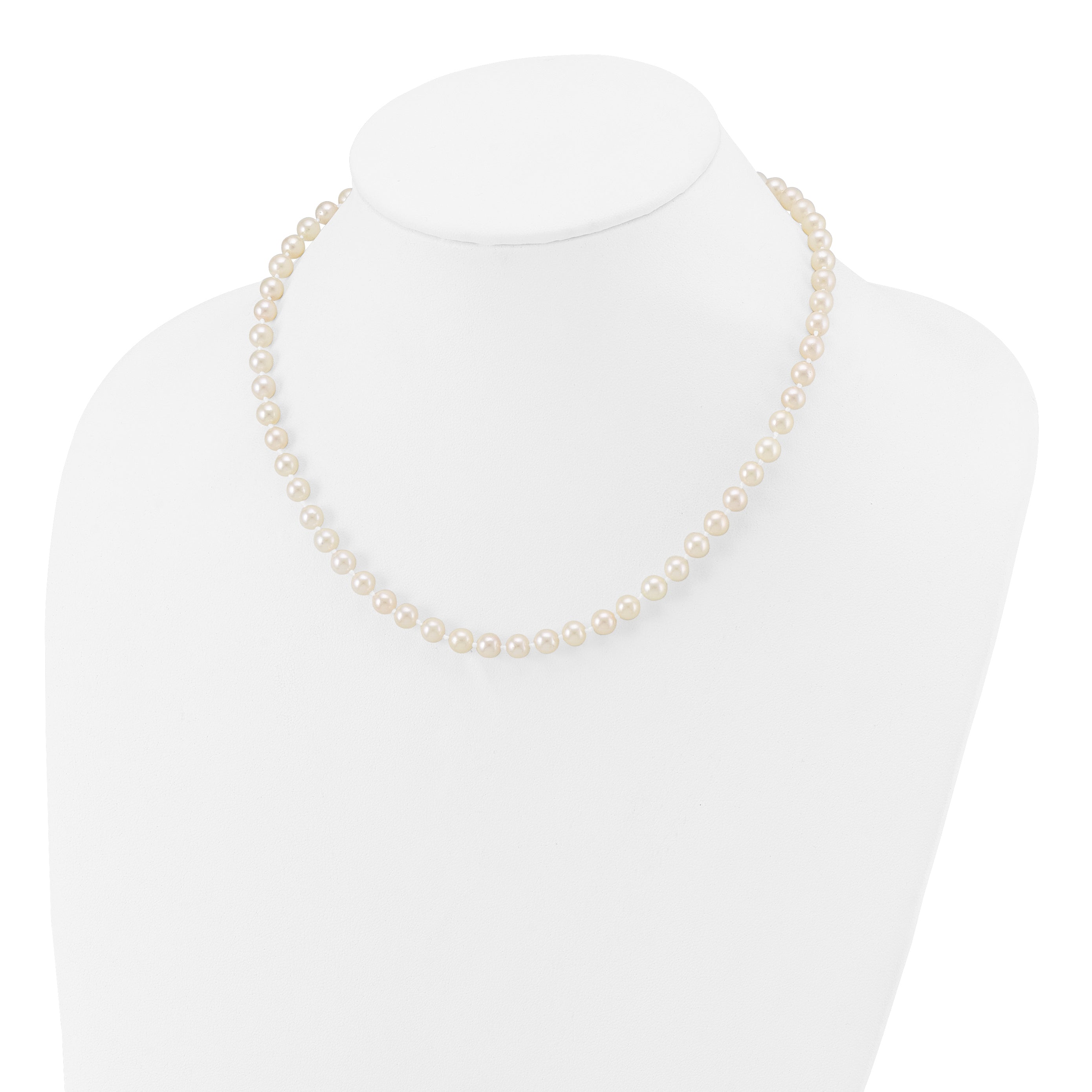 14k 5-6mm White Round Akoya Saltwater Cultured Pearl 16 inch Necklace PL50AA