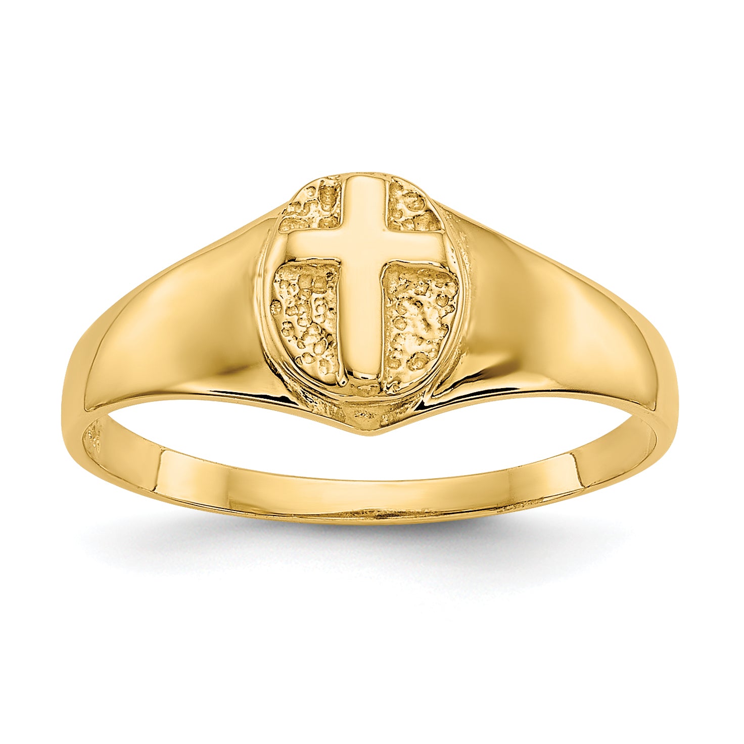 14k Polished Cross Size 3.5 Baby / Childs Ring R192