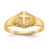14k Polished Cross Size 3.5 Baby / Childs Ring R192