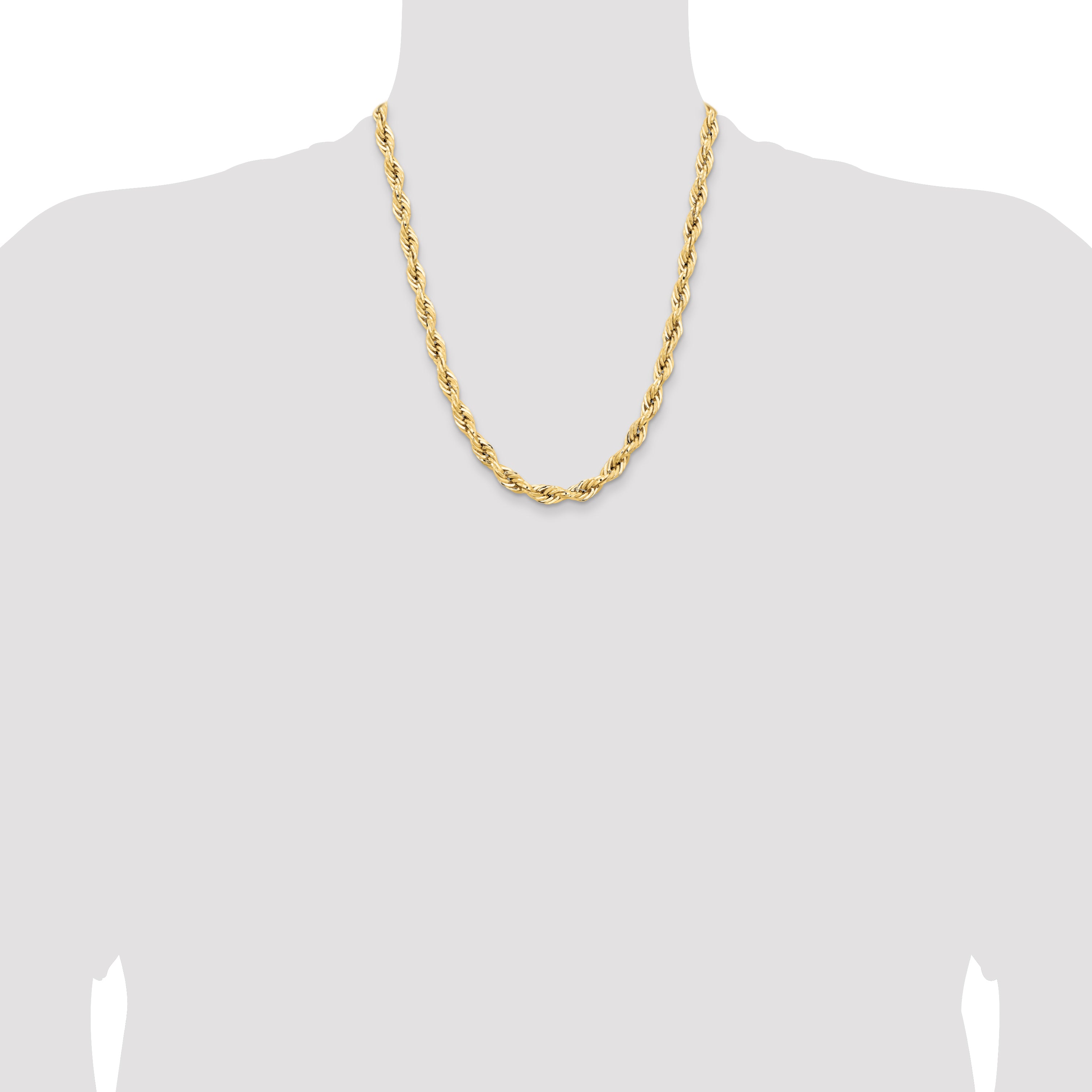 14K 18 inch 7mm Semi Solid Rope with Lobster Clasp Chain BC194