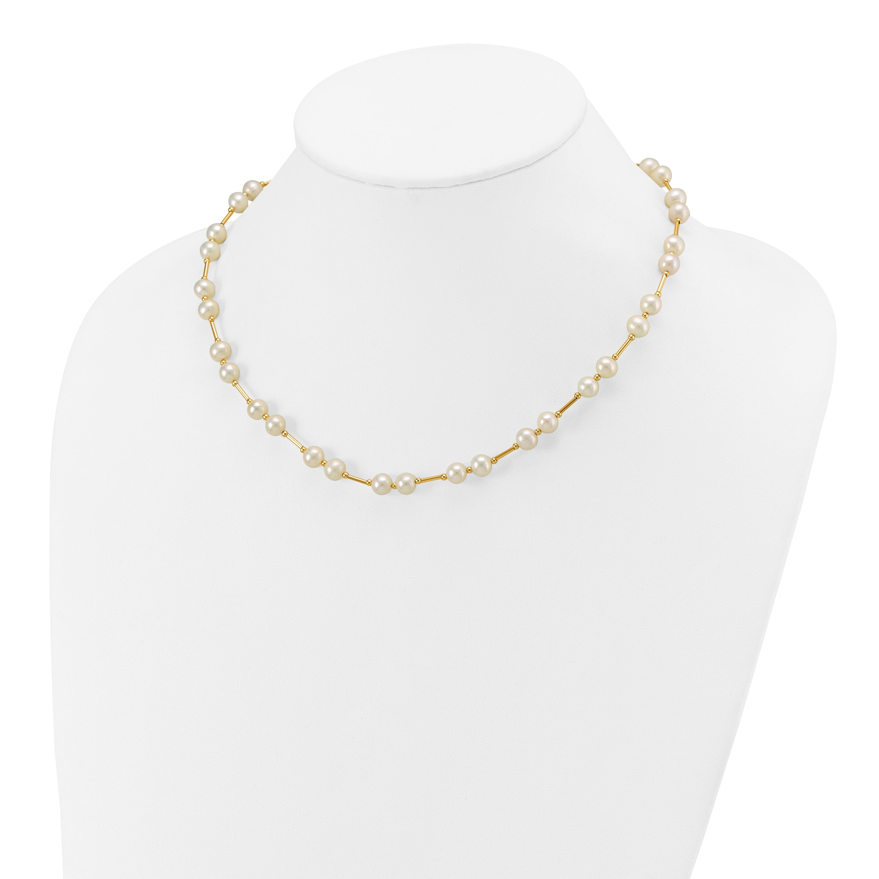 14k 6-7mm White Near-Round Freshwater Cultured Pearl Beaded 18 inch Necklace XF557