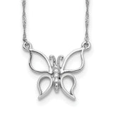 14k White Gold Polished Open Butterfly 17 inch Necklace SF2274