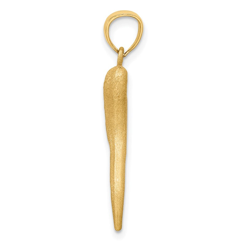 14k Solid Diamond-cut 3-D Italian Horn Charm M2711