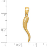 14k Solid Diamond-cut 3-D Italian Horn Charm M2711