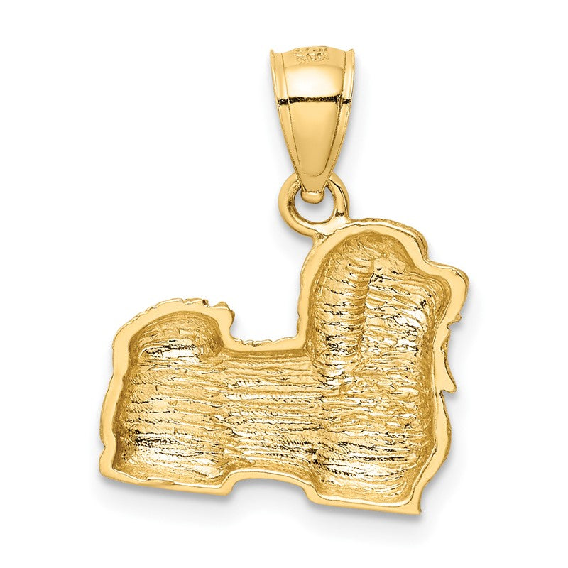14K Satin Diamond-cut Shih Tzu Dog Pendant K3433