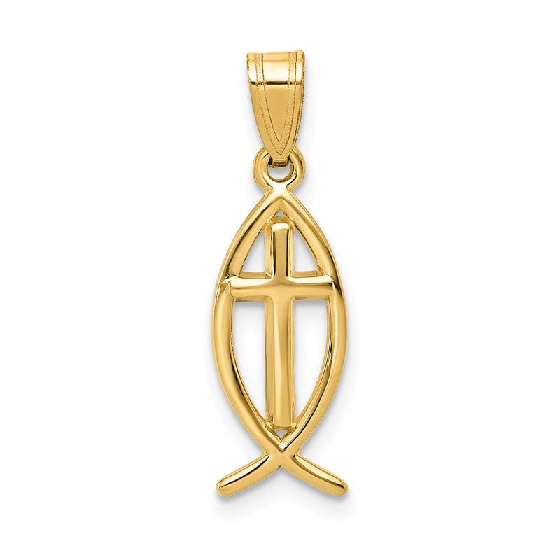14k Cross Ichthus Fish Pendant XR424
