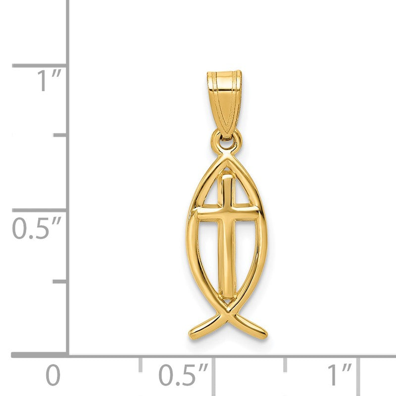 14k Cross Ichthus Fish Pendant XR424