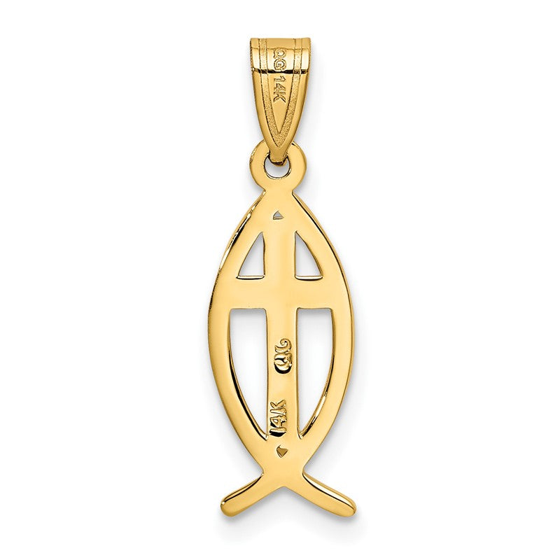 14k Cross Ichthus Fish Pendant XR424