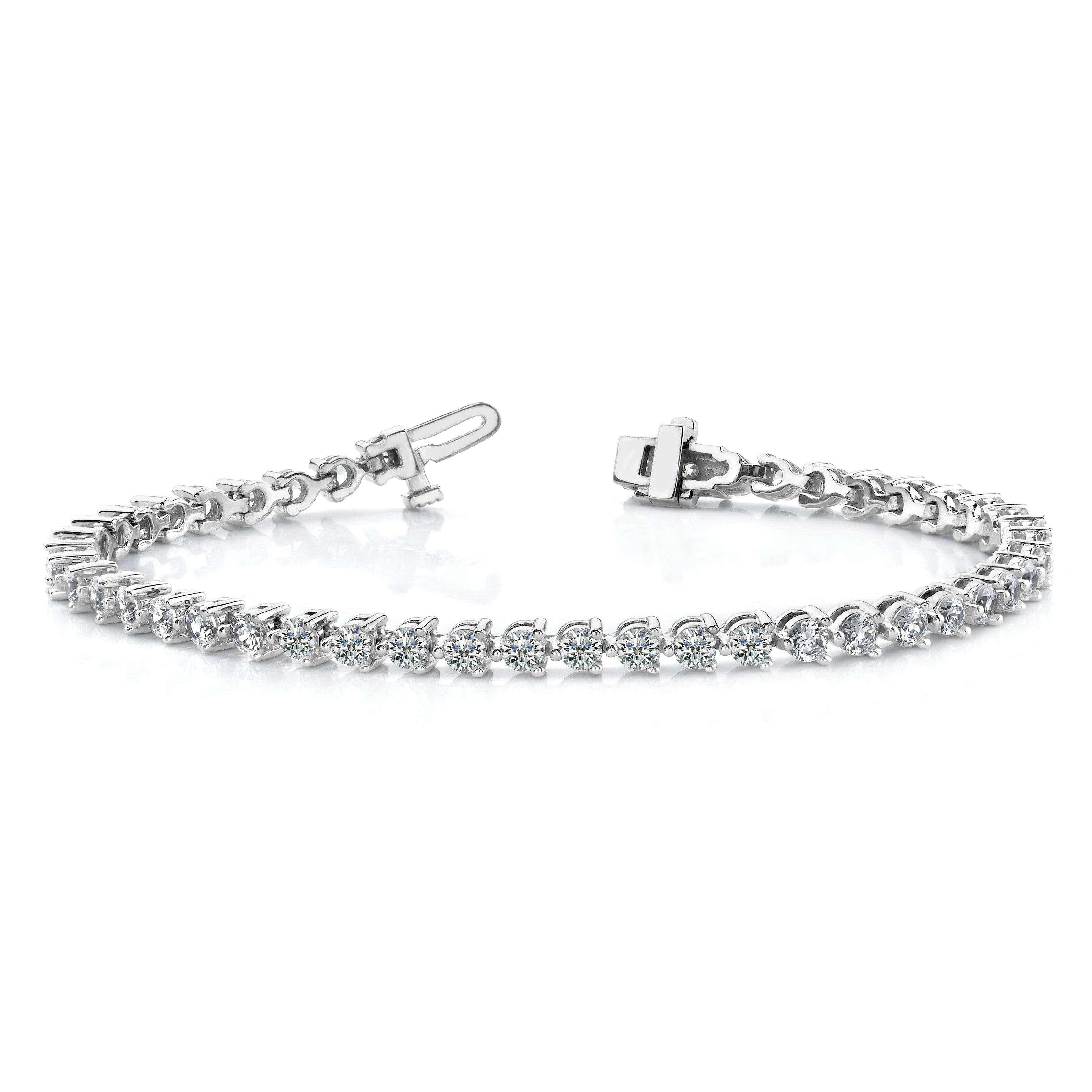 14k White Gold Complete 10.2 carat Round AA Diamond 3-prong 7 inch Tennis Bracelet X2844WAA