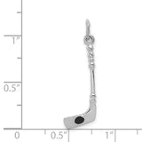 14K White Gold Solid 3-D Enameled Hockey Stick Charm K1125