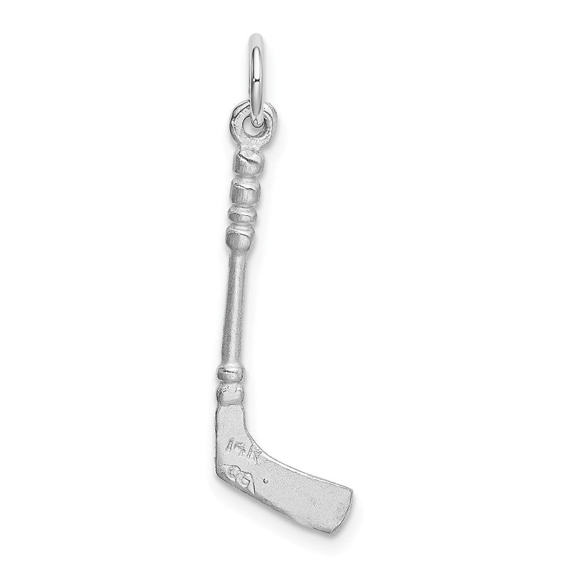 14K White Gold Solid 3-D Enameled Hockey Stick Charm K1125
