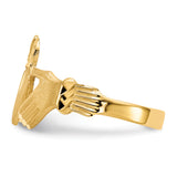 14K Mens Satin Diamond-cut Claddagh Ring K3856