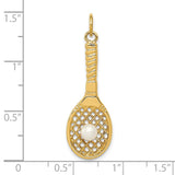 14K Tennis Racquet with Freshwater Cultured Pearl Ball Charm A0378