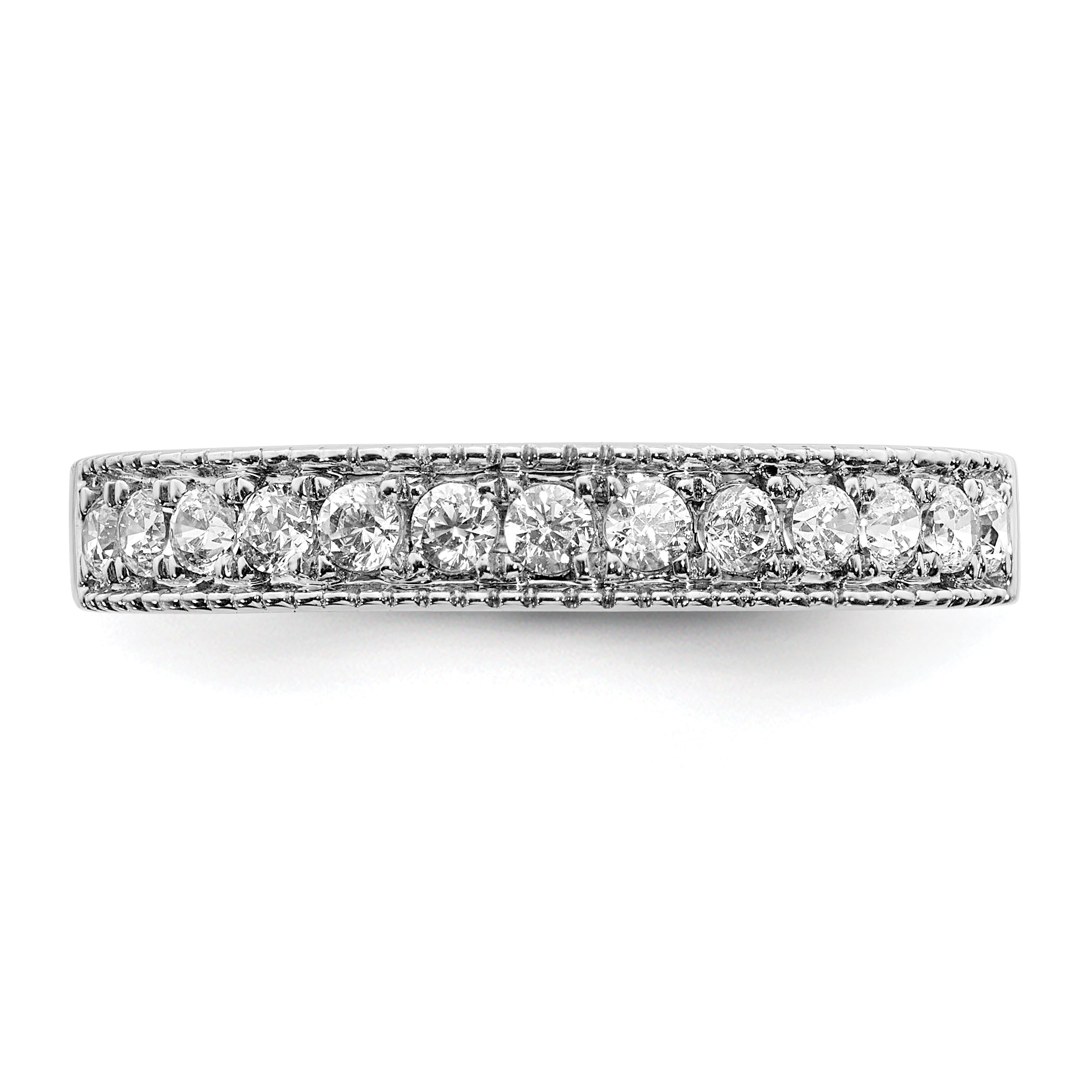 14k White Gold 3mm 3/8 carat Diamond Beaded Edge Band RM5628