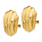14k Polished Fancy Ribbed Omega Back Non-pierced Earrings H640