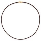 14k Yellow Clasp 2mm 16 inch Brown Leather Cord Necklace XG262