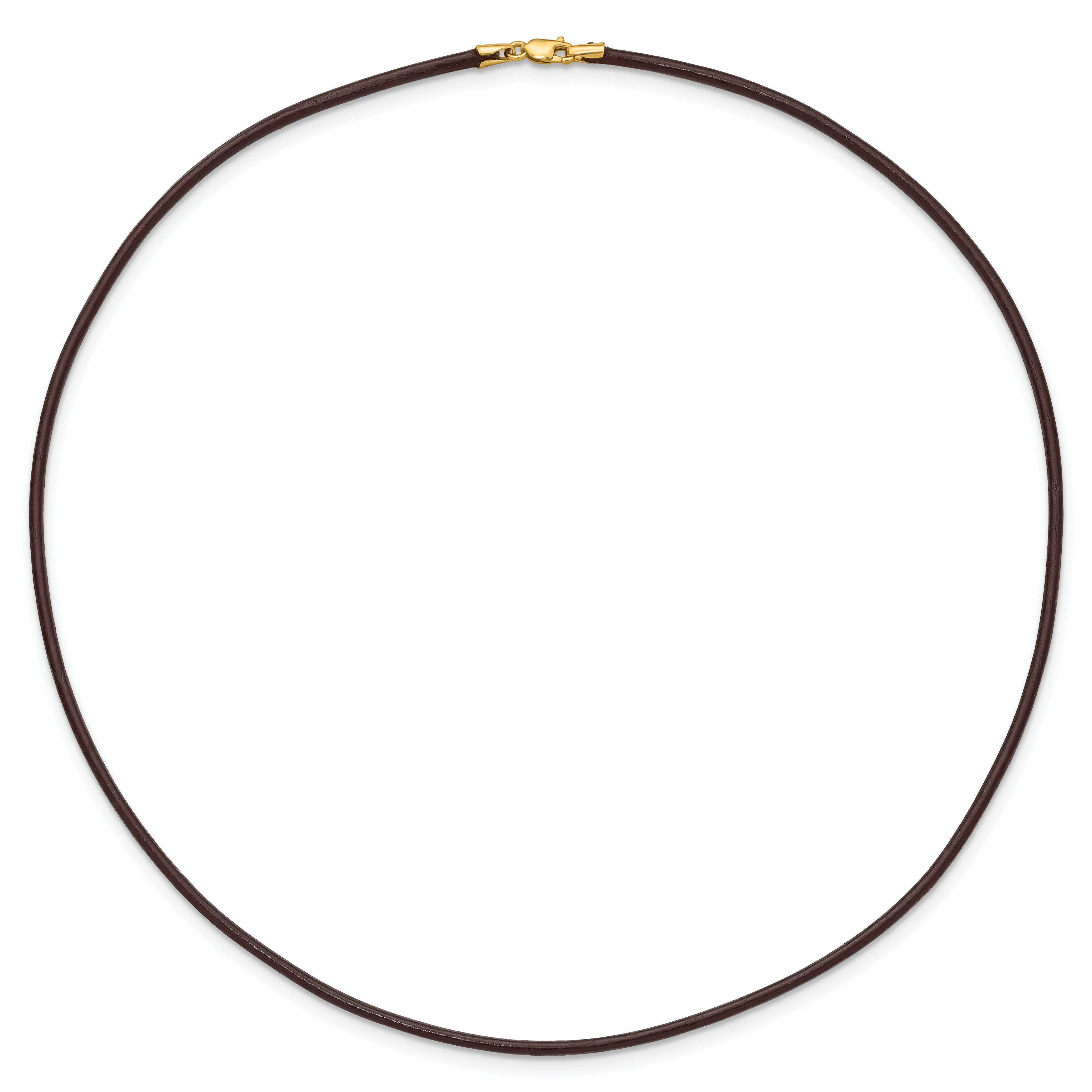 14k Yellow Clasp 2mm 16 inch Brown Leather Cord Necklace XG262