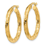 14k Polished/Textured Post Hoop Earring TF603