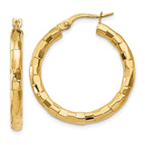 14k Polished/Textured Post Hoop Earring TF603