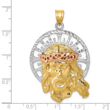 14k Tri-color Diamond-cut Large Jesus Pendant C1406
