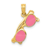 14k 3-D Pink Enameled Sunglasses with Moveable Sides Pendant K1863