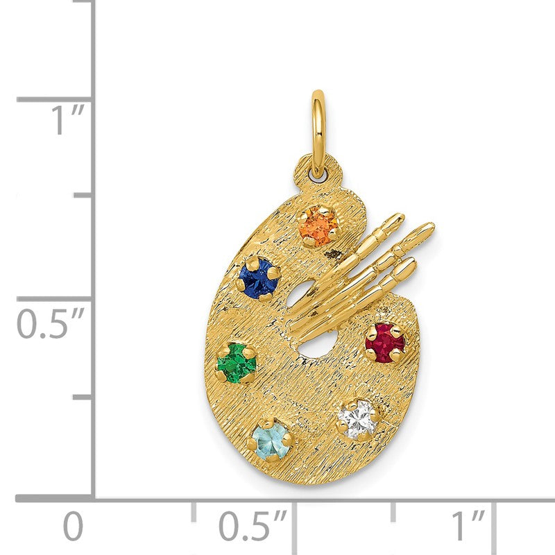 14k Multi-color CZ Stones Artist Palette Charm A3737