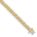 14k Complete 3.72 carat Round A Diamond Fancy Spiral 7 inch Tennis Bracelet X2005A