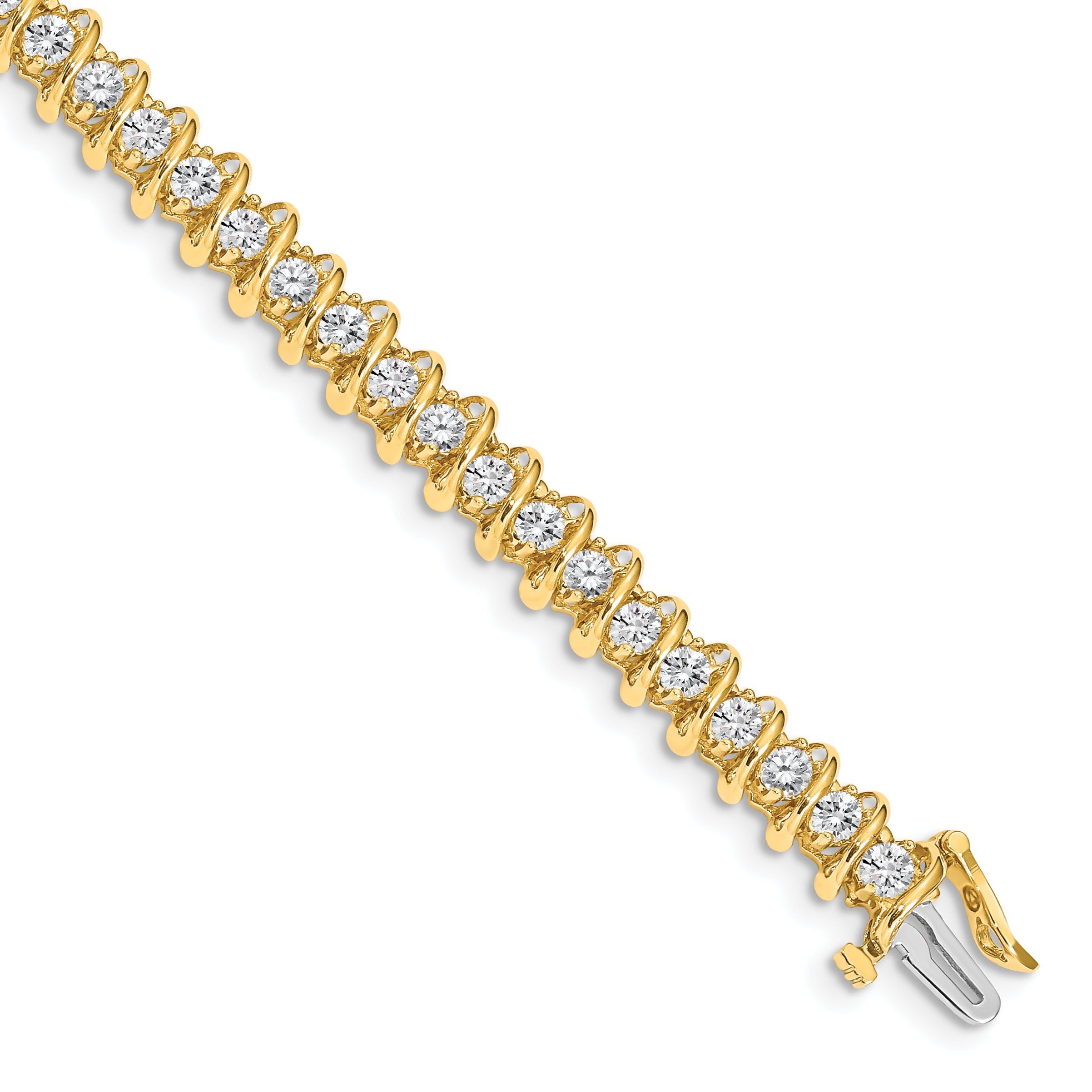 14k Complete 3.72 carat Round A Diamond Fancy Spiral 7 inch Tennis Bracelet X2005A