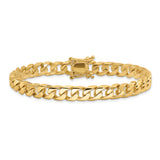 14K 20 inch 7.5mm Hand Polished Flat Beveled Curb Link with Box Catch Clasp Chain LK132