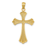 14K Diamond-Cut Rhodium Budded Cross Pendant C4480