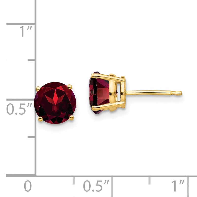 14k 7mm Round Garnet Post Earrings XE74GA