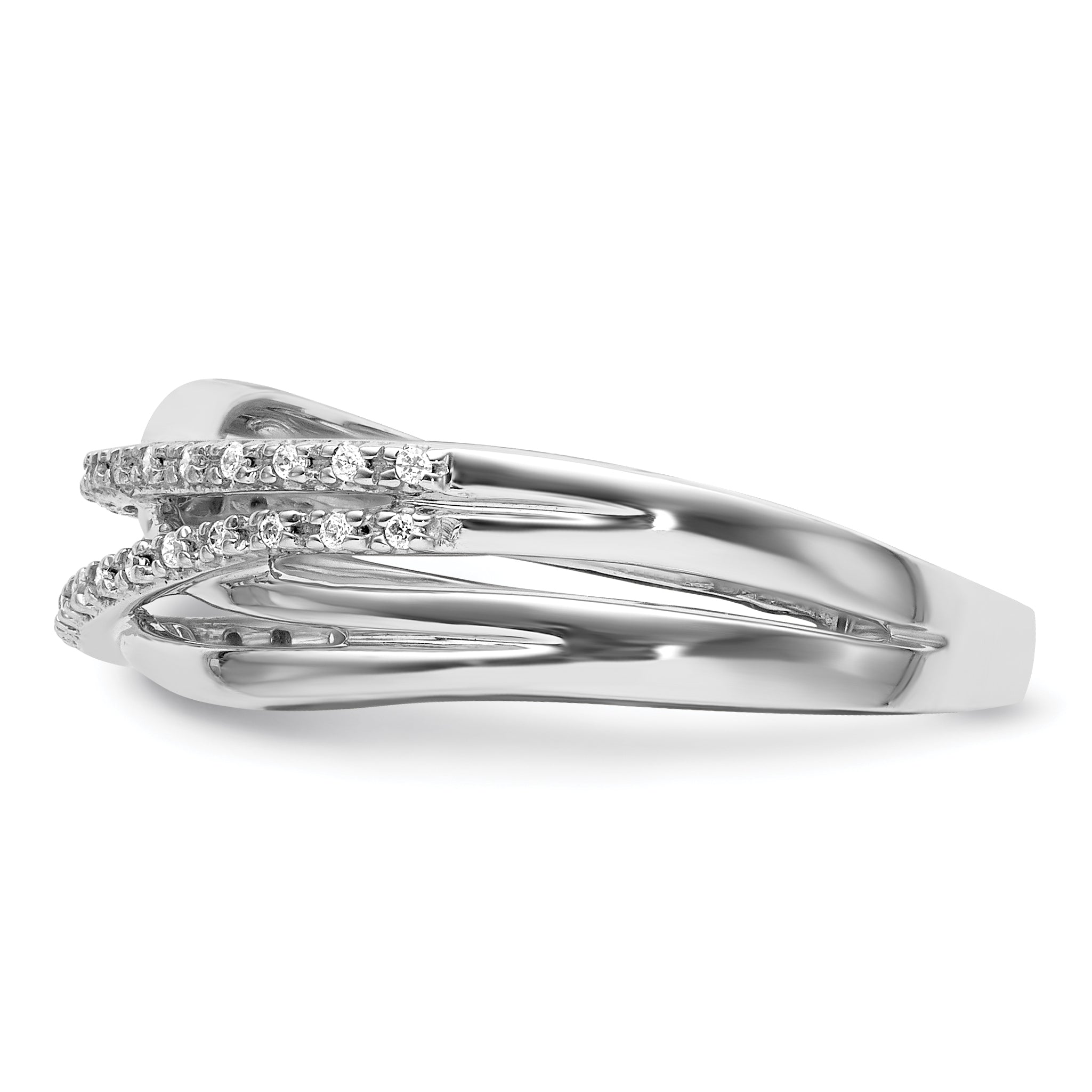14k White Gold Polished 1/10 carat Diamond 4-Strand Ring RM5666