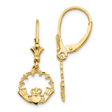 14K Claddagh in Circle Dangle Leverback Earrings K4525
