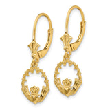 14K Claddagh in Circle Dangle Leverback Earrings K4525