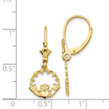 14K Claddagh in Circle Dangle Leverback Earrings K4525