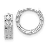 14k White Gold Cut-out Design Hinged Hoop Earrings TM582