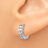14k White Gold Cut-out Design Hinged Hoop Earrings TM582