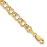 14k 6mm Hollow Double Link 7 inch Charm Bracelet DO541