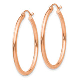 14k Rose Gold 2x30mm Polished Lightweight Tube Hoop Earrings TE528