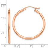 14k Rose Gold 2x30mm Polished Lightweight Tube Hoop Earrings TE528