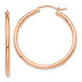14k Rose Gold 2x30mm Polished Lightweight Tube Hoop Earrings TE528