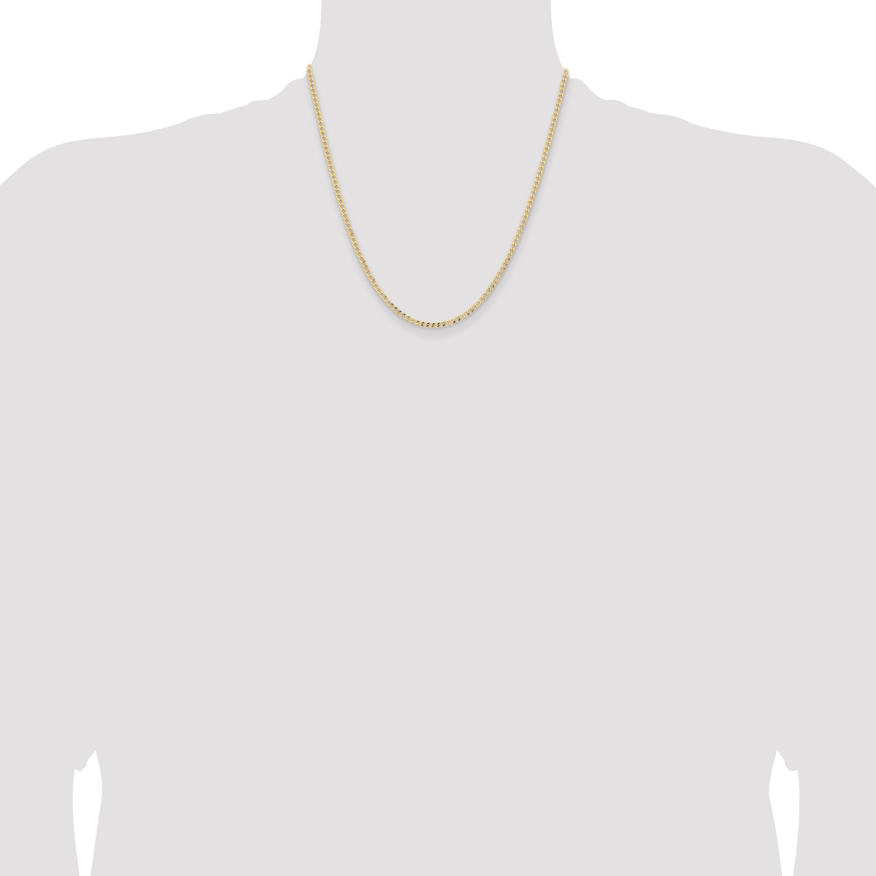 14K 10 inch 2.85mm Semi-Solid Curb with Lobster Clasp Anklet BC192