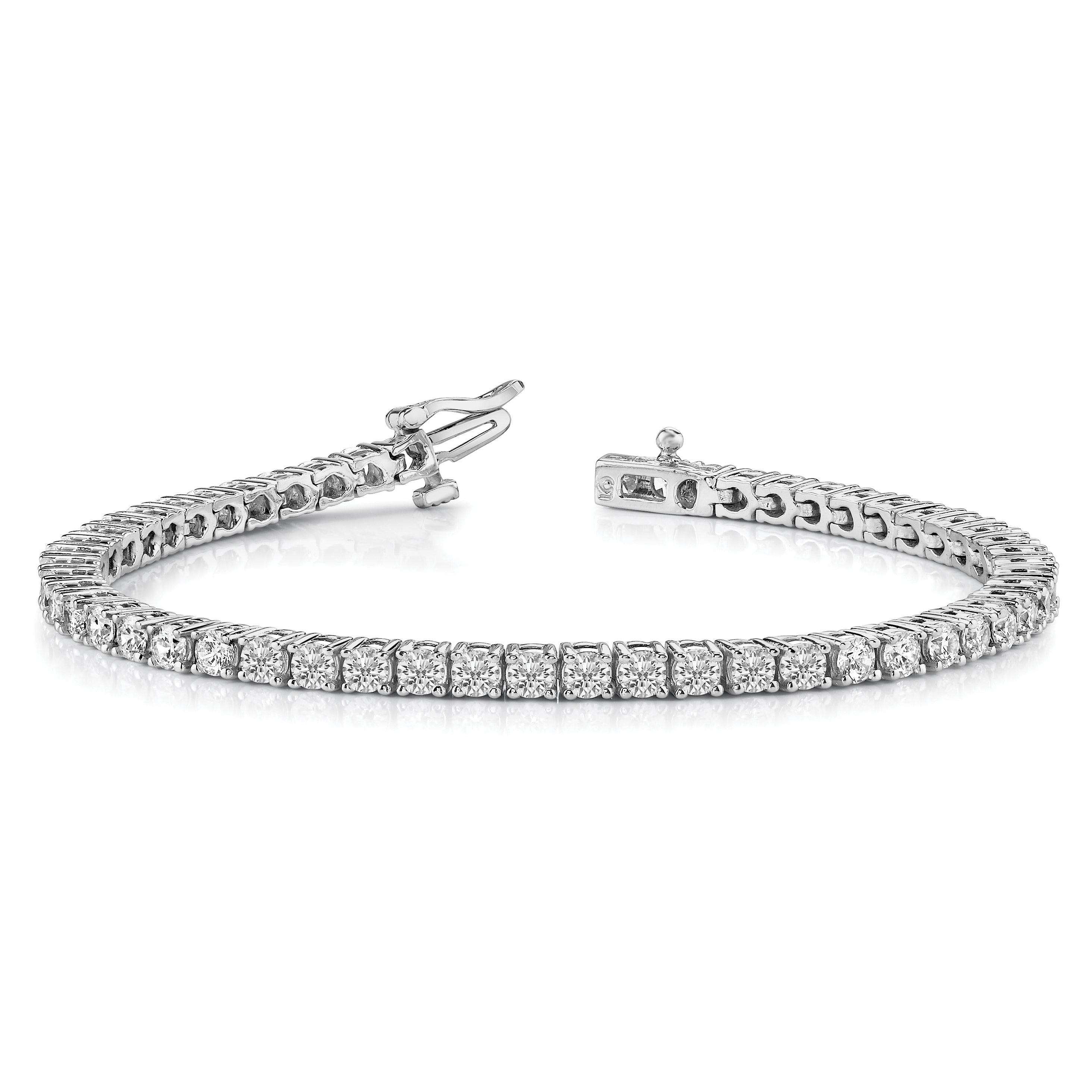 14k White Gold Complete 3.92 carat Round VS Diamond 4-prong 7 inch Tennis Bracelet X602WVS