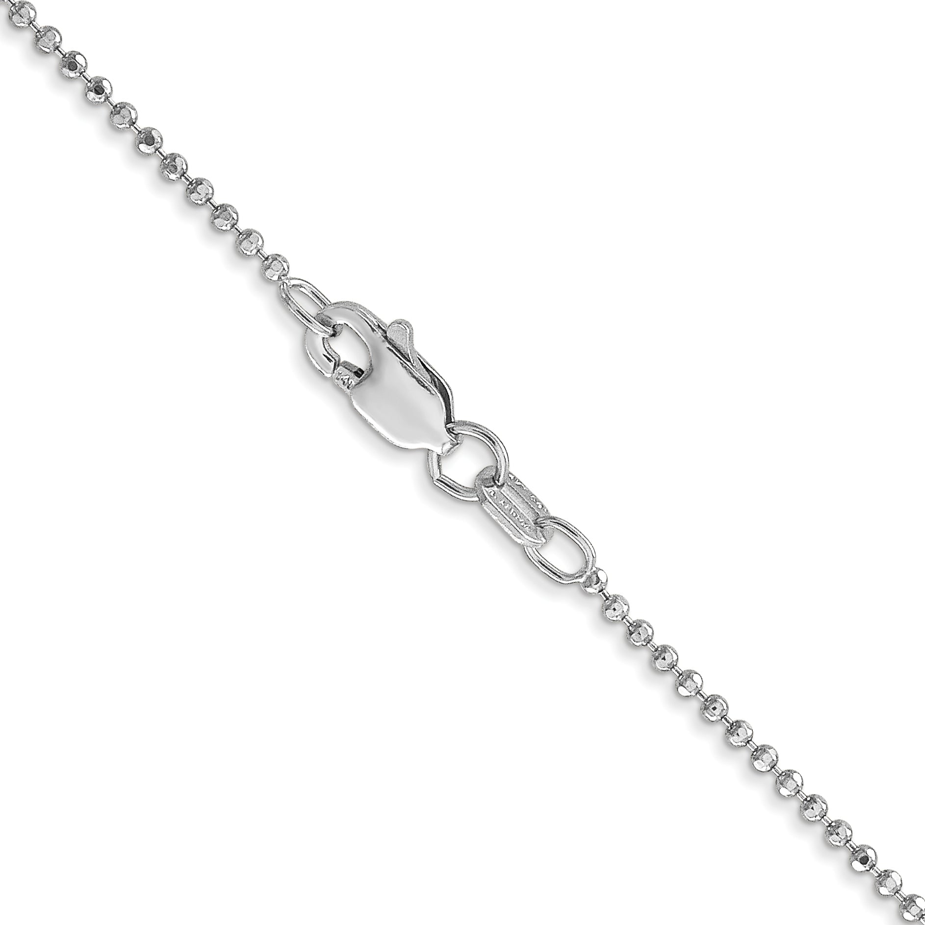 14K White Gold 10 inch 1.2mm Diamond-cut Beaded with Lobter Clasp Anklet PEN79