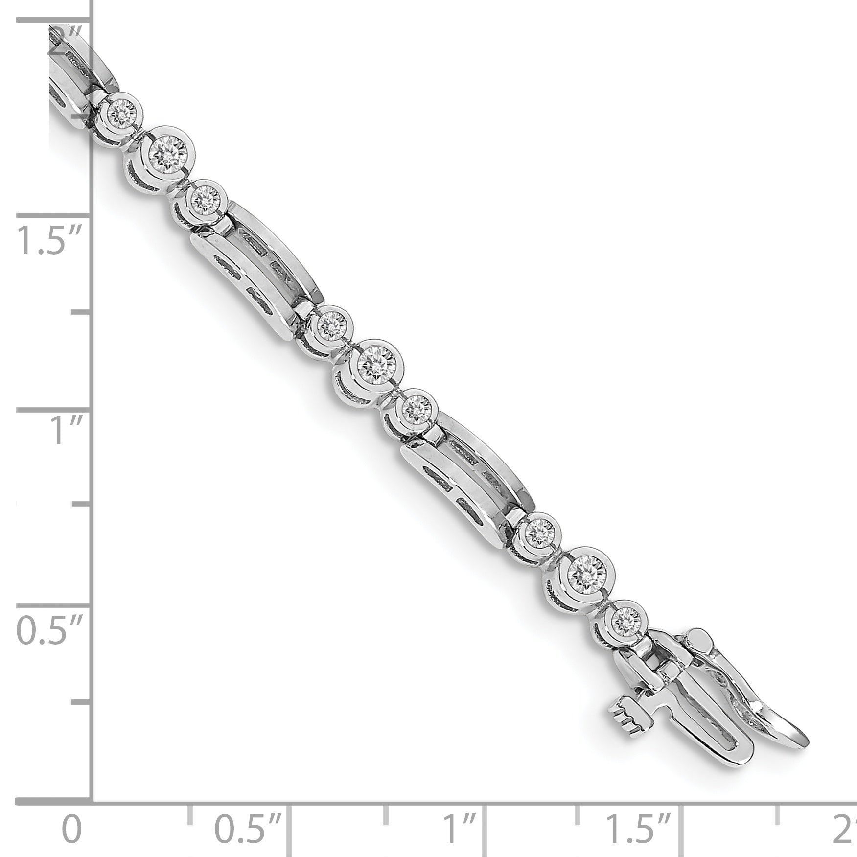 14k White Gold Complete 1 carat Round A Diamond Bezel Paperclip Link 7 inch Tennis Bracelet X639WA