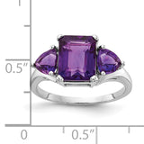 14k White Gold Amethyst 3-Stone Ring Y4543AM