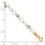 14k Two-tone Diamond-cut Puffed Stars and Oval Link 7.25 inch Bracelet FB1322